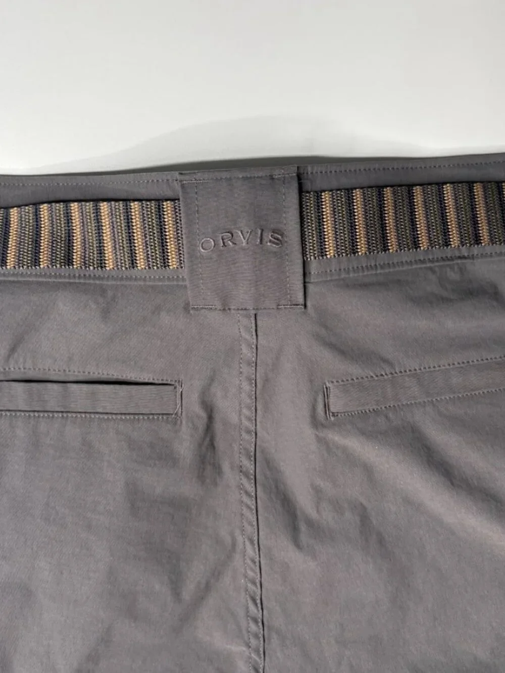 Orvis Men's Size 36 Gray Tech Performance Belted Cargo Shorts
